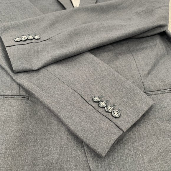 Perry Ellis Men's Gray Blazer 2 Button 44R Pockets Lined Business Long Sleeve - Picture 4 of 13